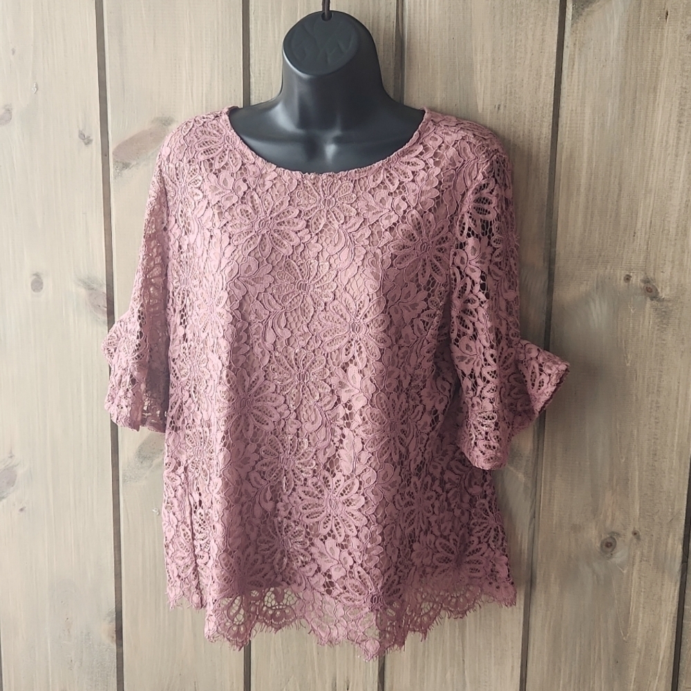 Nanette by Nanette Lepore Lace Blouse - Dusty Rose Medium